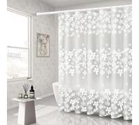 Rideau de douche à fleurs, anti-moisissure, imperméable, blanc, 120 x 180 cm, en PEVA