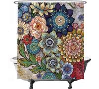 Rideau de douche à fleurs, motif naturel, 180 x 200 cm, anti-moisissure