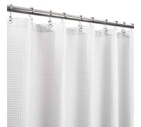 Rideau de douche à motif alvéolé, mélange de coton, extra long, hauteur 213,4 cm, qualité hôtelière haut de gamme, épais, adapté aux spas, lavable, blanc, 183 x 213,4 cm, rideau de douche en tissu pou