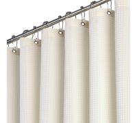 Rideau de douche à motif gaufré, 180 x 220 cm, extra long, résistant à la moisissure, doublé d'un film imperméable, avec 12 crochets en plastique, ourlet lesté, rideau de douche en polyester pour la s