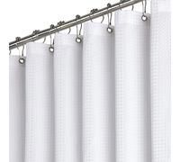 Rideau de douche à motif gaufré, 240 x 180 cm, extra-large, épais, doublé d'un film imperméable, avec 16 crochets en plastique, lavable, ourlet lesté, polyester, blanc