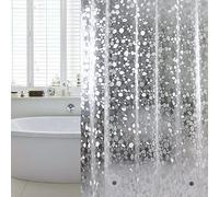 Rideau de Douche Anti-moisissure 150 x 180 cm EVA Imperméable avec 10 Anneaux et Poids Inférieur Magnétique, Rideau de Bain Semi-Transparent 0,15 mm, Motif Pierres 3D, pour Baignoire~00007