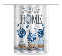 Rideau de Douche Anti Moisissure 180x200 cm, Rideau Douche Vase Bleu Imperméable Tissu Polyester Rétro Rideaux de Baignoire avec Ourlet Inférieur Lesté et Crochets en C pour Salle de Bain (LB1882)