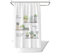 Rideau de Douche Anti Moisissure 240x200 cm, Rideau Douche Moderne Imperméable Tissu Polyester Lavable Plante en Pot Rideaux de Baignoire avec Ourlet Inférieur Lesté et Crochets en C (LB1878)