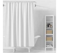 Rideau de douche anti-moisissure – avec anneaux – imperméable – en polyester lavable – rideau de salle de bain opaque – rideau de douche simple en polyester – avec 12 crochets (180 x 180 cm) – Blanc
