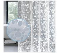 Rideau de douche anti-moisissure avec poids et aimants sur le bas, transparent, 183 x 183 cm, motif pierre en 3D, avec 12 anneaux blancs.