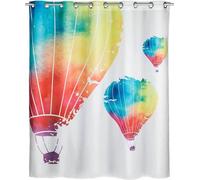 Rideau de douche anti-moisissure, modèle « Ballon », rideau en tissu lavable avec traitement anti-moisissure, grands anneaux intégrés pour la fixation à la tringle de douche, 180 x 200 cm, hydrofuge.