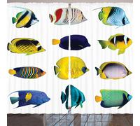 Rideau de douche ARANDE, poissons tropicaux, animaux avec poisson-clown Zebrasoma, plongée, Nemo, thème aquatique, 280 x 260 cm, multicolore