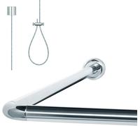 Rideau de douche - Barre d'angle pour salle de bain - Accroche pour rideau de douche - Formes flexibles - 150x150 cm - Argent
