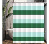 Rideau de douche Benzoa® avec rail – 180 x 200 cm, en polyester hydrofuge, à rayures, avec 12 œillets métalliques et crochets inoxydables, ourlet lesté, antibactérien