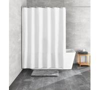 Rideau de douche blanc en polyester, 120 x 200 cm, avec crochets