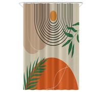 Rideau de Douche Bohème Feuilles 140x200cm(LxH) - Design Terracotta et Vert Rideau de Bain, Tissu Imperméable Rideau de Douche et Rideau de Bain pour Décoration Intérieure