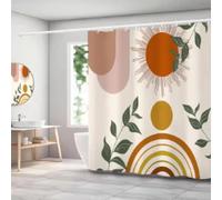 Rideau de Douche Bohème Plantes Tropicales Soleil Arc 180x200cm(LxH) - Design Mid-Century Modern Rideau de Bain, Tissu Imperméable Rideau de Douche et Rideau de Bain pour Décoration Maison