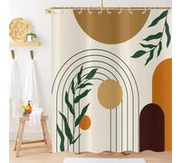 Rideau de Douche Boho Abstrait Arche Feuilles 180x200cm(LxH) - Design Géométrique Tons Terre Rideau de Bain, Tissu Imperméable Rideau de Douche et Rideau de Bain pour Décoration Intérieure