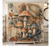 Rideau de douche champignon, chapeau de feuille rustique d'automne marron lavable avec crochets pour salle de bain, décoration de chambre d'amis 183 x 198 cm