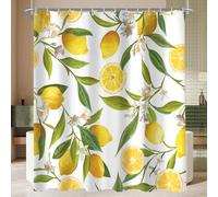 Rideau de douche Citron Feuille 240x180cm Antimoisissure, Hydrofuge, Lavable, Polyester