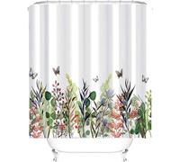 Rideau de douche coloré avec des fleurs et des papillons - Anti-moisissure - 1 pièce - 200 x 220 cm