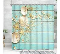 Rideau de douche Coque Motif 200x200cm Imperméable Antimoisissure Polyester 12 oeillets (sur bouton proche)