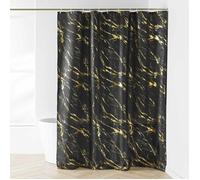 Douceur d'Intérieur – Rideau de douche Aquamarbre 180x200 cm polyester Noir/Or avec crochets
