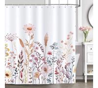 Rideau de douche d'automne avec motif de fleurs sauvages – Imperméable, lavable et anti-moisissure – 180 x 180 cm