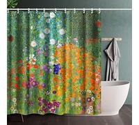 Rideau de Douche de Salle de Bain avec Crochet, Jardin de Fleurs par Gustav Klimt, Rideau d'images de peintures d'art à la Maison pour décor de Salle de Bain 90x200cm/35x79in(WxH)