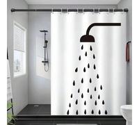 Rideau de douche de salle de bain épaissi avec motif de tête de douche noire, imperméable, résistant à la moisissure et aux moisissures, convient pour la douche, le blocage et la séparation, sans beso