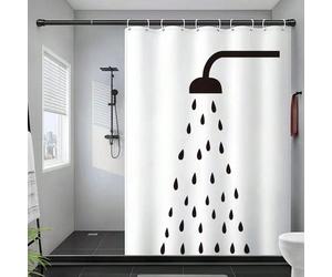Rideau de douche de salle de bain épaissi avec motif de tête de douche noire, imperméable, résistant à la moisissure et aux moisissures, convient pour la douche, le blocage et la séparation, sans beso