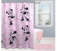 Rideau de Douche Disney Minnie Mouse 178 x 182 cm - Décoration de Salle de Bain Rose en Tissu