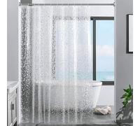Rideau de douche ECOE 3D Motif pierre Transparent 100% Eva Imperméable 180 x 200cm