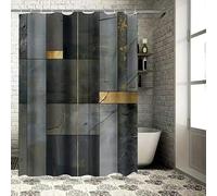 Rideau de Douche Effet marbre imperméable, décoration de Salle de Bain, Accents dorés, Grande Taille, Gris, Noir, Blanc, Design Moderne avec Crochets 100x210cm/(WxH)