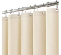 Rideau de douche en lin avec anneaux de rideau de douche en métal imperméable à l'eau Rideau de baignoire anti-moisissure 182 x 214cm Beige
