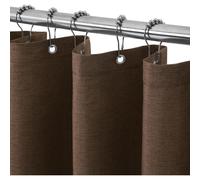 Rideau de douche en lin avec anneaux métalliques, 122x182 cm, couleur marron, imperméable, anti-moisissures, ensemble