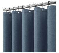 Rideau de douche en lin avec anneaux métalliques, 152 x 182 cm, bleu marine, imperméable, anti-moisissures, ensemble en tissu