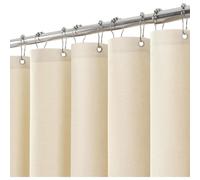 Rideau de douche en lin avec anneaux métalliques, 152 x 214 cm, beige, imperméable, anti-moisissures, ensemble