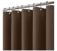 Rideau de douche en lin avec anneaux métalliques, 152 x 214 cm, couleur marron, imperméable, anti-moisissure, ensemble