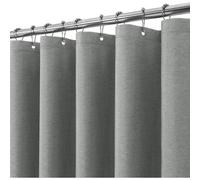 Rideau de douche en lin avec anneaux métalliques, 152 x 214 cm, gris, imperméable, anti-moisissure, ensemble en tissu