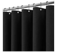 Rideau de douche en lin, avec anneaux métalliques, 182 x 214 cm, noir, imperméable, anti-moisissures, ensemble