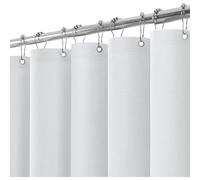 Rideau de douche en lin avec anneaux métalliques, 182 x 244 cm, blanc, imperméable, anti-moisissures, ensemble en tissu