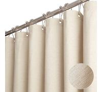 Rideau de douche en lin beige - imperméable et anti-moisissure - d'une seule pièce - 240 x 200 cm