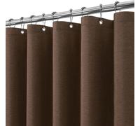 Rideau de douche en lin texturé - Rideau de salle de bain - Protection pour douche - Tissu hydrofuge - 182 x 182 cm - Marron