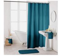 Douceur d'Intérieur Rideau de douche Essencia 180 x 200 cm polyester uni Bleu pétrole avec crochets