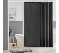 Rideau de douche en tissu, 180 x 200 cm, résistant à la moisissure et lavable, rideau en tissu pour salle de bains et douche, rideau de douche gris foncé avec 12 anneaux.