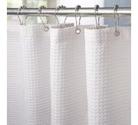 Rideau de douche en tissu gaufré avec anneaux métalliques, 152 x 214 cm, blanc