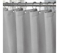 Rideau de douche en tissu gaufré, gris clair, 122 x 182 cm, avec anneaux métalliques, imperméable, anti-moisissures, tissu épais, pack de 1