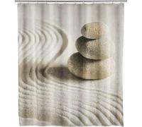 Rideau de douche en tissu hydrofuge, 180 x 200 cm, lavable, anneaux métalliques pour la suspension
