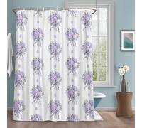 Rideau de douche en tissu hydrofuge avec crochets, 91,4 x 182,9 cm (l x L), bouquet floral printanier, nœuds en ruban, pois - Lavable en machine - Pour salle de bain