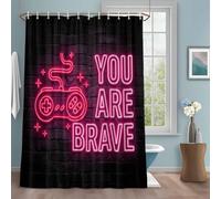 Rideau de douche en tissu imperméable lavable en machine pour salle de bain et hôtel Motif icônes de jeu artistique avec crochets 183 x 183 cm (l x L) Rose fluo