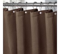 Rideau de douche en tissu nid d'abeille avec anneaux métalliques, 152 x 182 cm, couleur marron, imperméable, anti-moisissure, ensemble