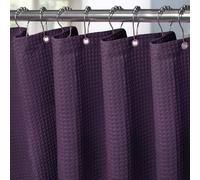 Rideau de douche en tissu nid d'abeille, couleur violet, 152 x 182 cm, avec anneaux métalliques, imperméable et anti-moisissures