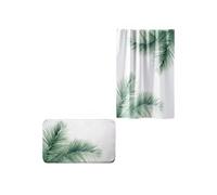 Rideau de douche et tapis de bain Varadero - Blanc et vert